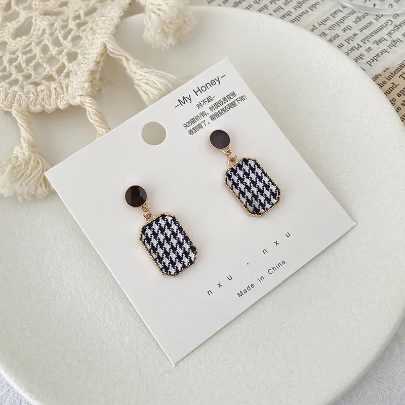 Black and White Plaid Earrings