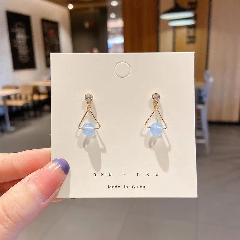 Baby Blue Triangle Earrings-N