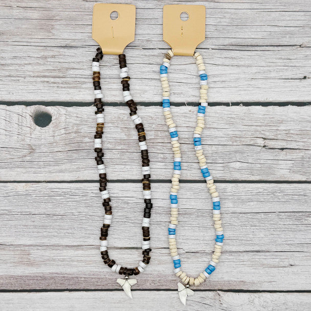 Colored Beaded Shark Tooth Necklace