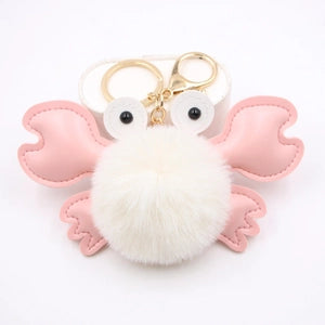 Crab Shaped Fuzzy Keychain