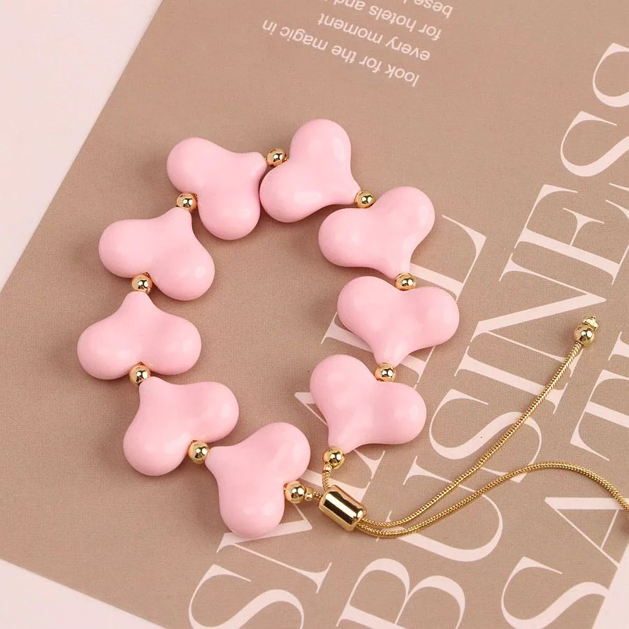 Heart Gold and Pink Bracelet