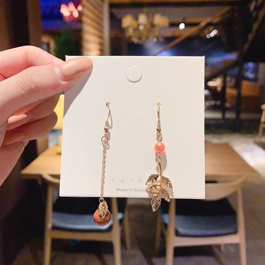Orange and Leaf Earrings