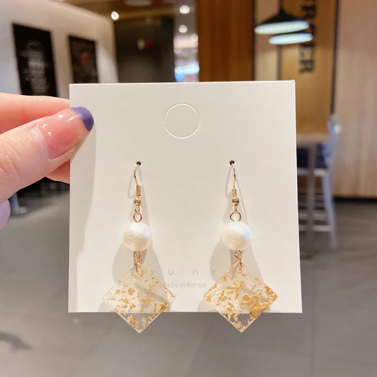 Gold Diamond Shaped Earrings-N