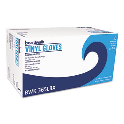 Boardwalk Disposable Vinyl Gloves, Clear, Large, 4 mil, 100 Gloves