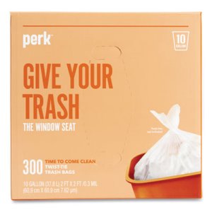 300/BX  10 Gal Twist-Tie Light-Duty Can Liners, .36mil, Clear,