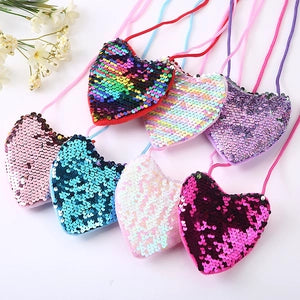 Girls Heart Sequin Purse