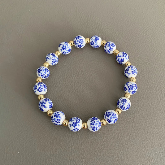 Blue and White Flower Bracelet